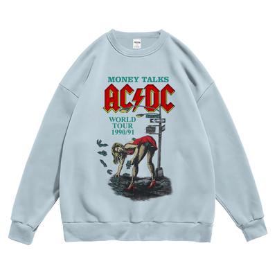 acdc摇滚印花套头圆领卫衣