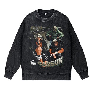 美式说唱嘻哈rapper水洗做旧印花vintage秋冬圆领卫衣KEN CARSON