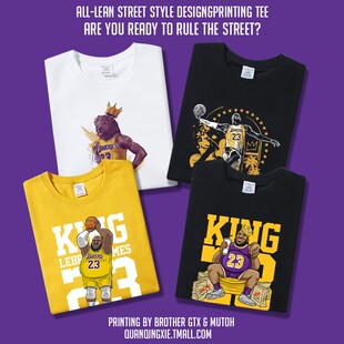 夏季湖人队詹姆斯同款james23号篮球运动短袖半袖圆领纯棉T恤男女