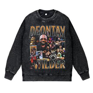 美式复古vintage潮流拳王青铜轰炸机德昂塔·维尔德圆领套头卫衣