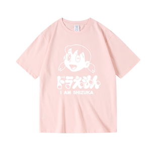 机器猫男女情侣款胖虎野比大雄静香周边印花衣服纯棉短袖半袖T恤