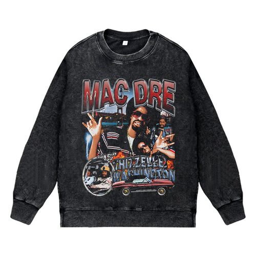 美式说唱嘻哈apper水洗做旧高街潮流印花vintage秋冬卫衣mac dre