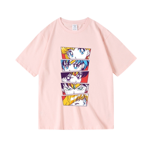 日系二次元动漫美少女战士月亮纯棉圆领短袖T恤男女夏bf青少年