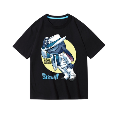 潮牌史迪仔联名杰克逊电影卡通史迪奇星际宝贝印花纯棉短袖圆领T