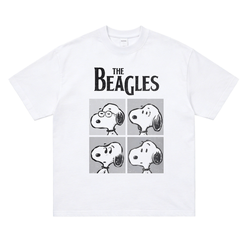 史努比披头士致敬印花thebeatles美式复古乐队男女T恤经典卡通夏