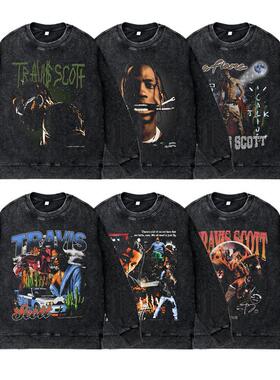 美式说唱歌手R&B秋冬圆领套头卫衣特拉维斯斯科特TravisScott男