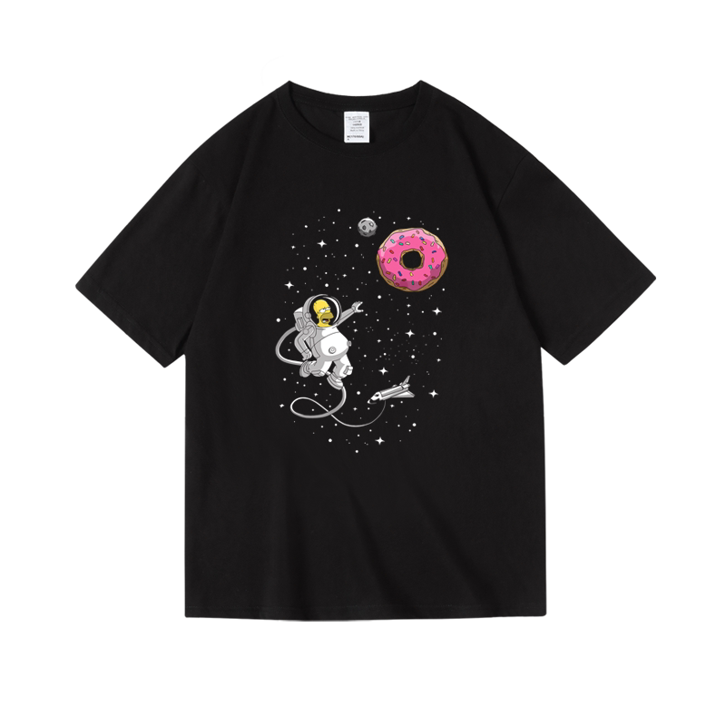 潮牌辛普森nasa联名卡通动漫周边印花短半袖圆领纯棉T恤男女中性