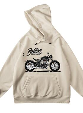 潮牌街头凯旋bobber复古摩托车文化休闲骑行连帽衫卫衣秋冬男女