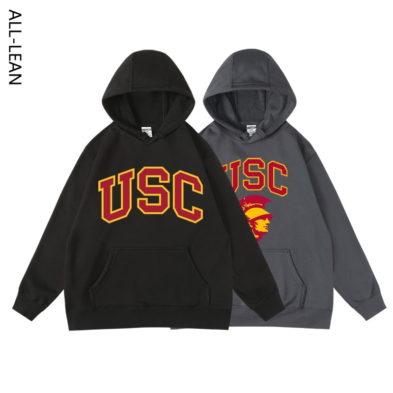 usc印花连帽加绒卫衣男女