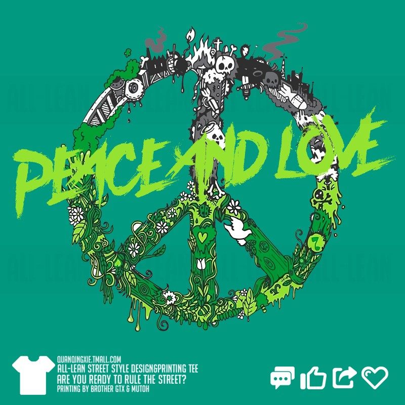 美式bf风和平与爱标识周边lovepeace纯棉短半袖宽松t恤男女夏ins