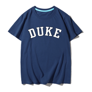美国大学名校duke杜克蓝魔夏季ncaa周边印花纯棉圆领短袖T恤男女