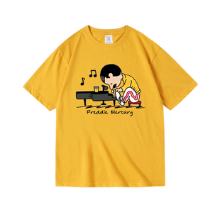 欧美摇滚皇后乐队queen佛莱迪纯棉短半袖T恤男女夏季bf风ins潮流