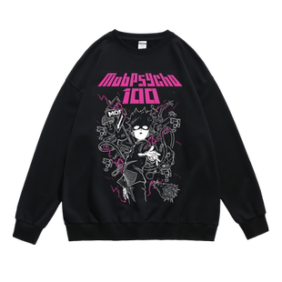 日系灵能100影山茂夫二次元动漫秋冬长袖圆领无帽卫衣男学生青年