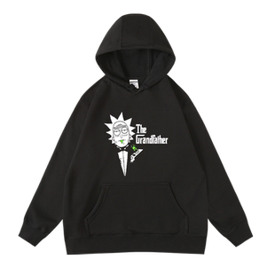 动漫教父联名瑞克莫蒂迪rickmorty周边秋冬连帽加绒套头卫衣美式