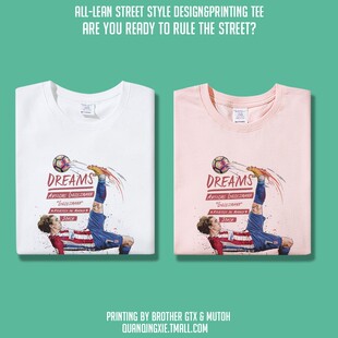 巴萨法国足球运动训练格列兹曼周边印花衣服纯棉短半袖T恤男女夏