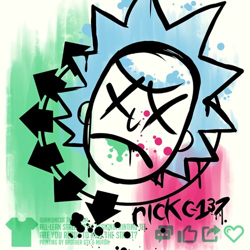 blink182联名rick瑞克与莫蒂潮流印花宽松纯棉短半袖T恤男女夏季