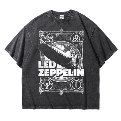 纯棉印花T恤宽松落肩版五分袖