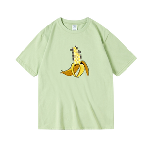 港风文艺男邪恶香蕉印花衣服纯棉短半袖T恤男女夏季中性款情侣bf