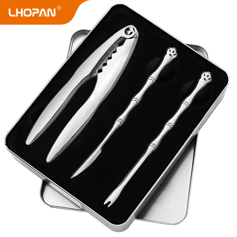 Lhopan 吃蟹工具家用 剥螃蟹神器大闸蟹钳不锈钢蟹针蟹钳夹蟹八件