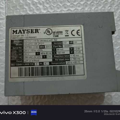 议价德国MAYSER安全继电器SG-EFS 104 ZK2/1安可维修