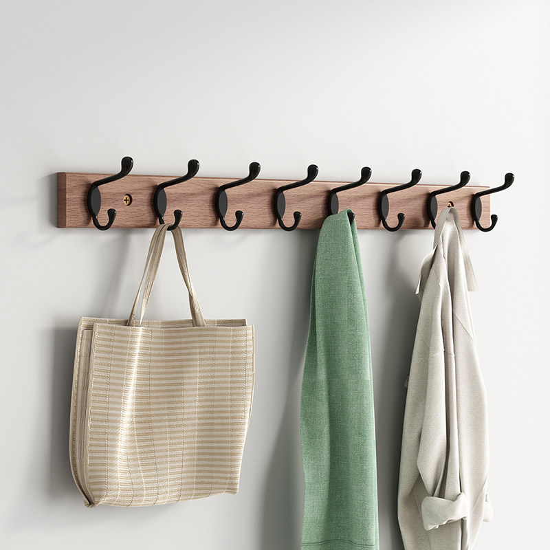 实木免打孔挂衣钩 玄关门口墙面衣柜试衣间 壁挂家用简约衣帽挂钩
