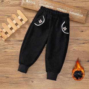 女童一体加绒休闲裤秋冬款新款洋气宝宝灯芯绒儿童装冬装裤子