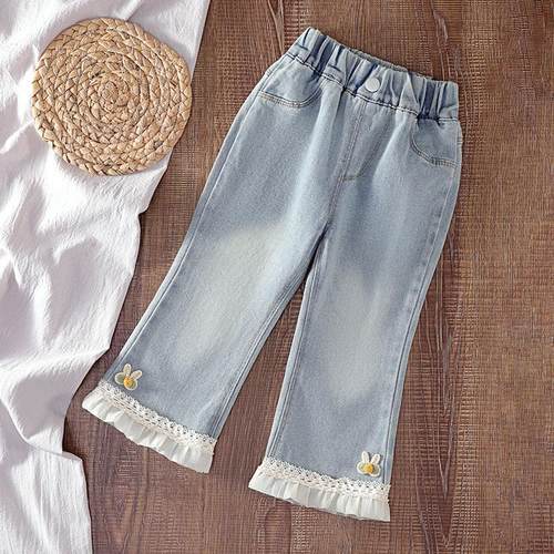 女童牛仔裤春秋款2026新款儿童喇叭裤宝宝春装弹力长裤子洋气时髦