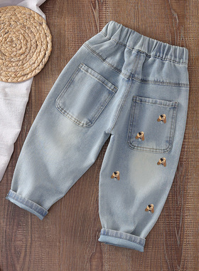 男童浅色牛仔裤春款2025新款洋气儿童炸街裤子宝宝春款时尚长裤