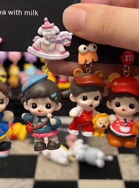 立体小公仔个性可爱耳钉不对称耳夹妹妹萌粒小飞象kt小猫