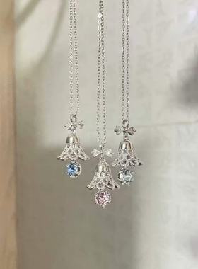 圣诞节限定~锆石铃铛吊坠项链精致节日氛围感冬季新款设计感项链