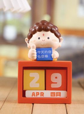 小佛祖日历摆件 创意设计桌面挂历日历装饰卡通萌趣佛祖摆件批发