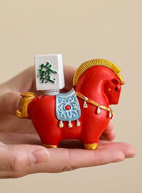 国潮马上有财马摆件办公室玄关装饰摆件年会送客户伴手礼生日礼物