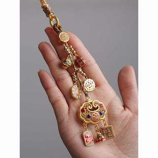 高档合金如意锁汽车挂件后视镜挂饰男女款 车上载里保平安吊坠 式