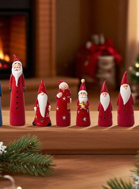 圣诞老人雪人摆件手工搪胶工艺萌趣节日氛围客厅橱窗装饰暖冬礼物