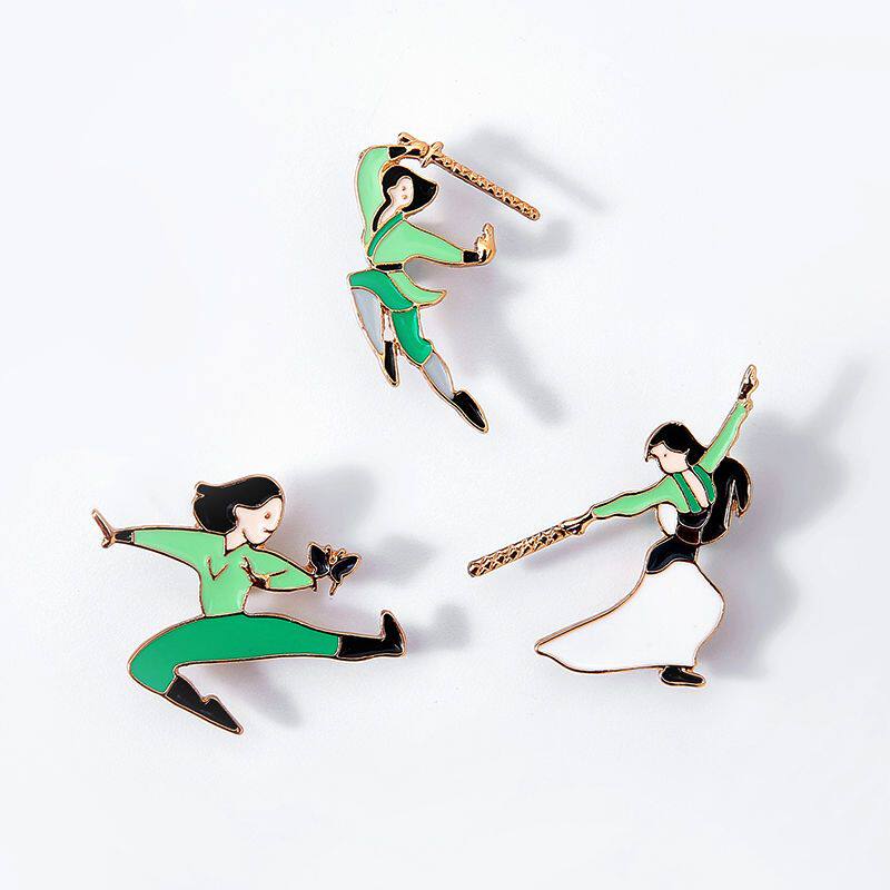 胸针女ins花木兰太极中国风武术动作系列原创个性潮牌别针配饰女