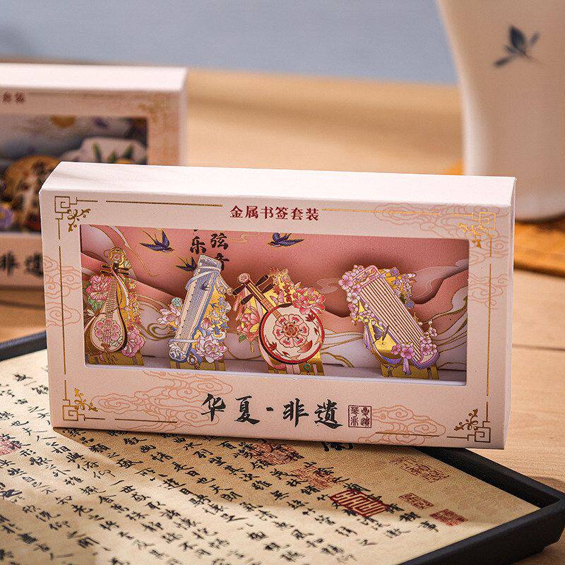 金属书签礼盒古典中国风 华夏妙音系列 高颜值非遗古琴精美书扣
