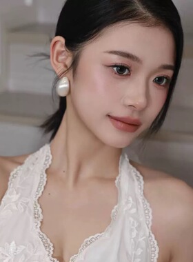 法式复古纯银色夸张宽面水滴重工拉丝耳钉文艺金属小众高级感耳饰