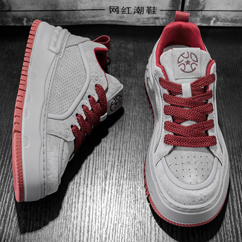 潮流板鞋百搭小麦色翻毛皮鞋青少年复古增高男鞋秋季学生运动休路,流行男鞋,单鞋,淘宝优惠券,粉丝福利购,淘宝优惠卷