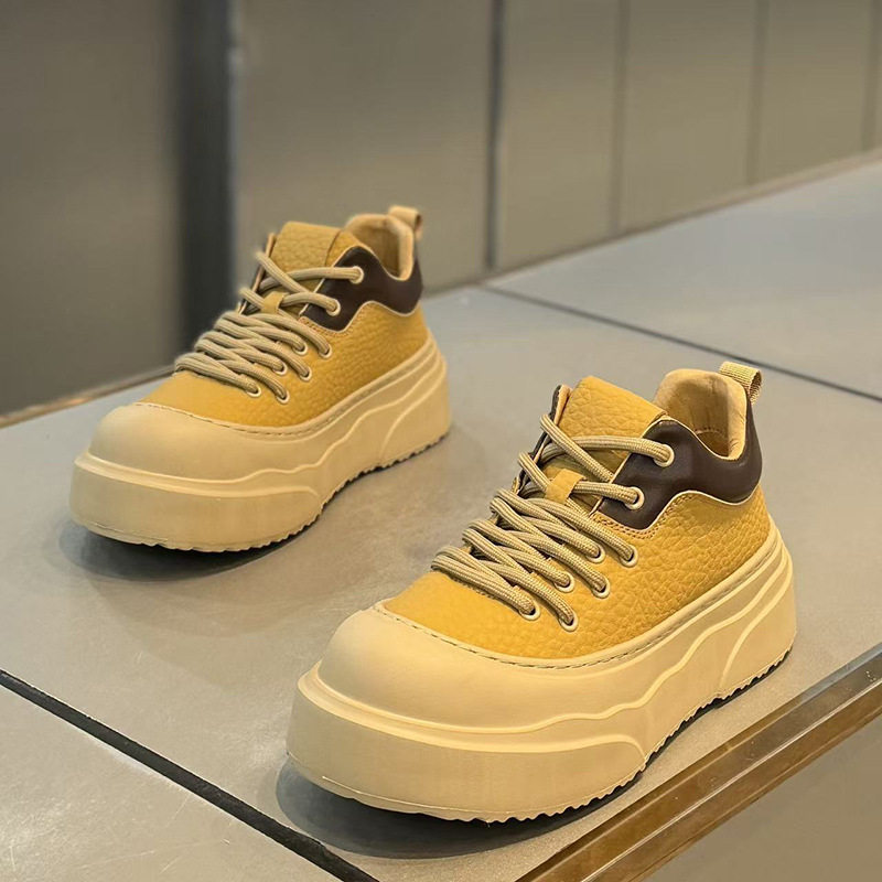 网红潮款男鞋2025秋冬新款运动阿甘鞋时尚百搭厚底板鞋男士老爹鞋