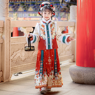 儿童汉服女童冬装2025新款女宝高级古风加绒中国风拜年服唐装过年