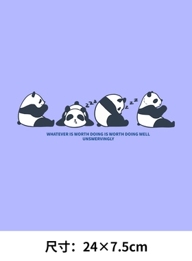 呆呆可爱熊猫潮牌新款印花T恤卫衣图案热转印胶印白墨烫画贴