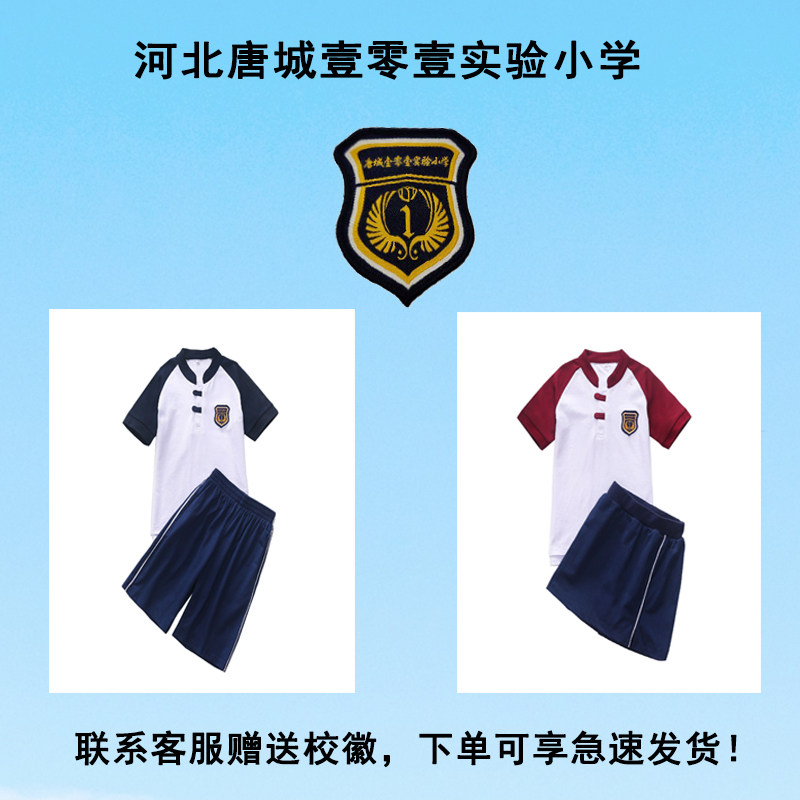 唐城壹零壹实验小学校服套装小学生校徽 短袖英伦风夏装短裤短袖