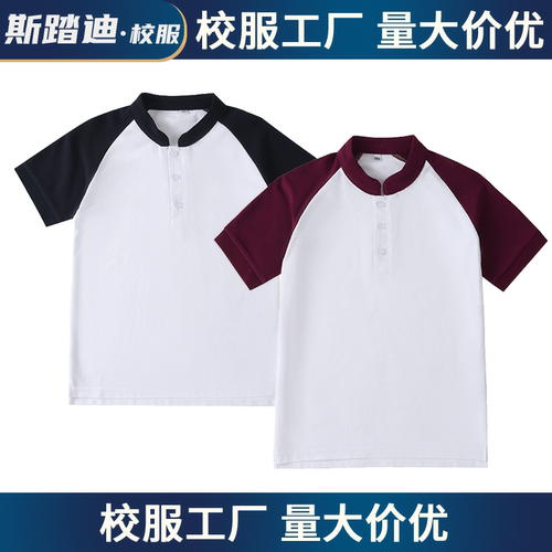 夏季中小学生校服polo衫t恤班服校标校章徽章现货新款中国风短袖