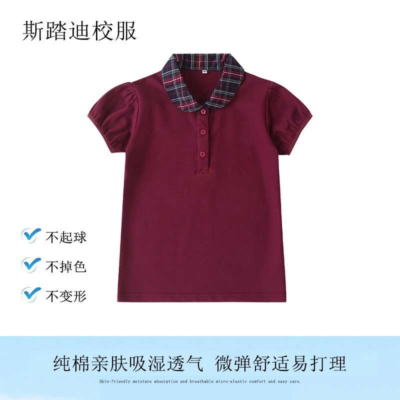 中小学生校服套装英伦枣红格子