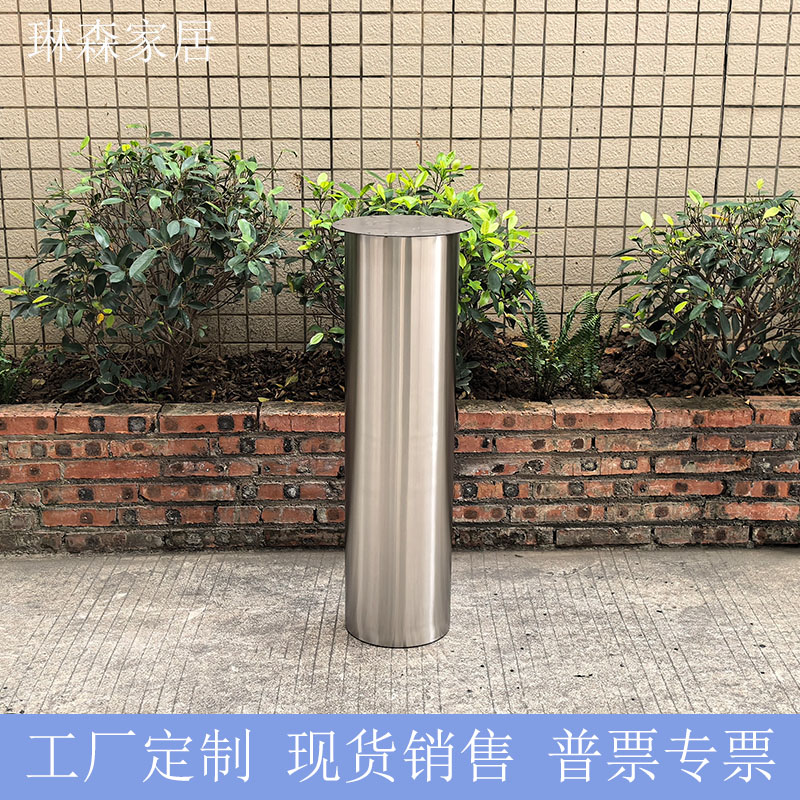 不锈钢桌腿 吧台脚 中岛支撑柱 家具脚 承重柱 锁螺丝铁板 拉丝色
