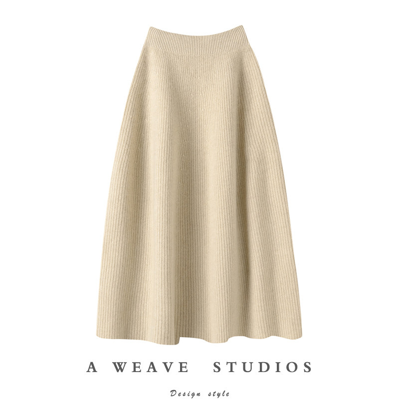 重磅加厚 软糯又垂顺~ 白色纯羊绒裙中长裙 A字半身裙女花苞裙子