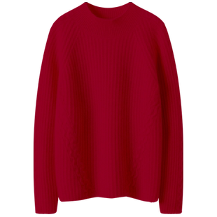 挚爱车厘子红~加厚羊绒衫女100纯山羊绒半高领宽松纯羊绒毛衣