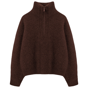 真正的高货~2024新款小拉绒山羊绒加厚竖高领春季拉链毛衣高级感