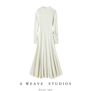 女王气场！大克重气质修身羊绒衫女大摆裙长款羊绒连衣裙子冬加厚