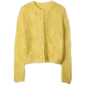 太美了吧！花朵扣羊绒开衫女纯羊绒毛衣镂空针织开衫外套秋冬新款